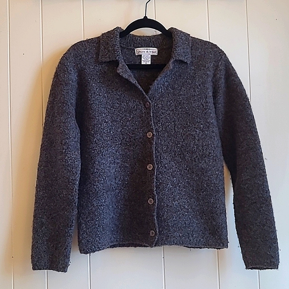 DEANE & WHITE Gray Wool Sweater, Size Medium